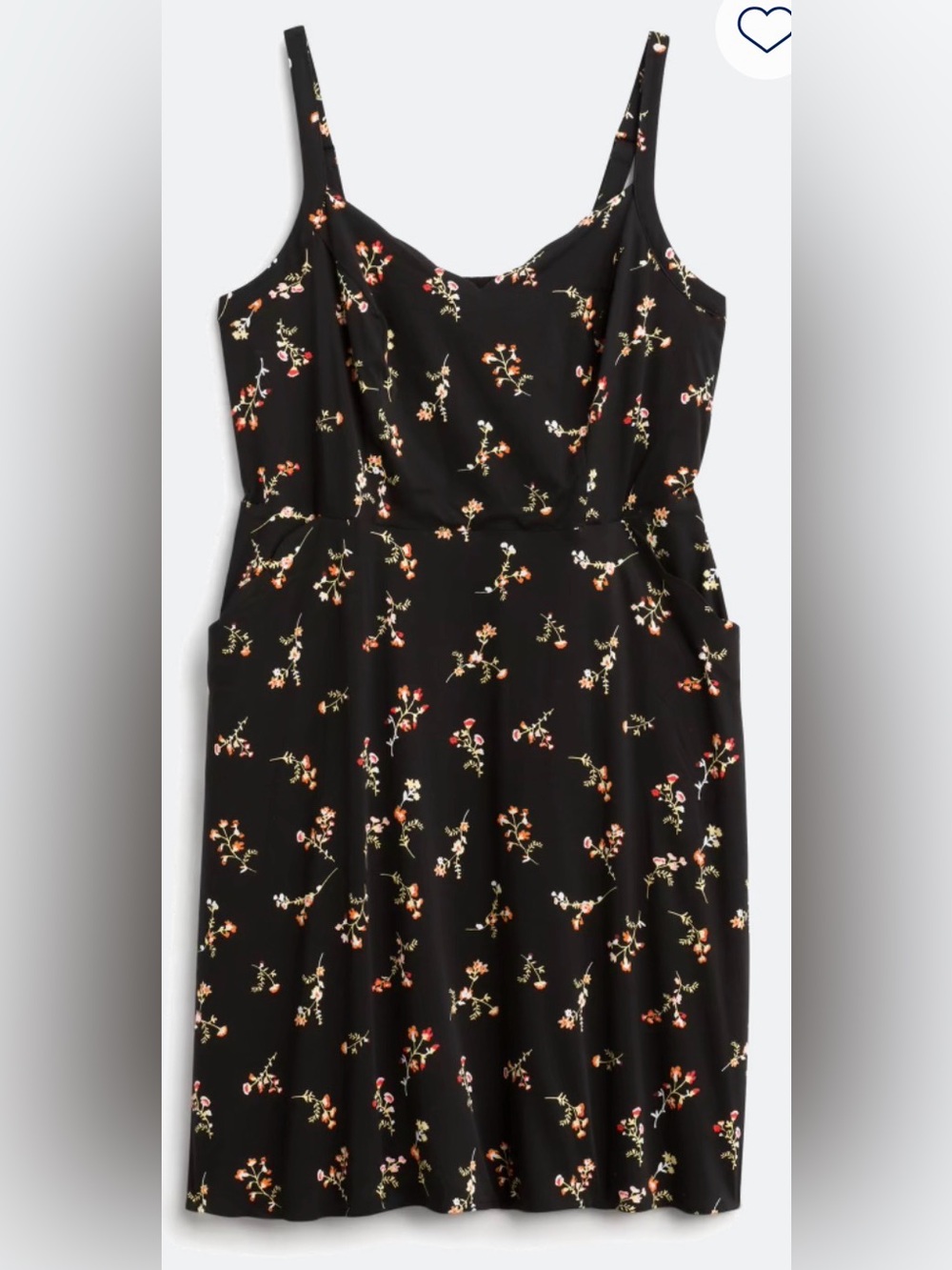 41 Hawthorn Stitch Fix Black Floral Midi Dress 2X Scalloped Neckline Pockets